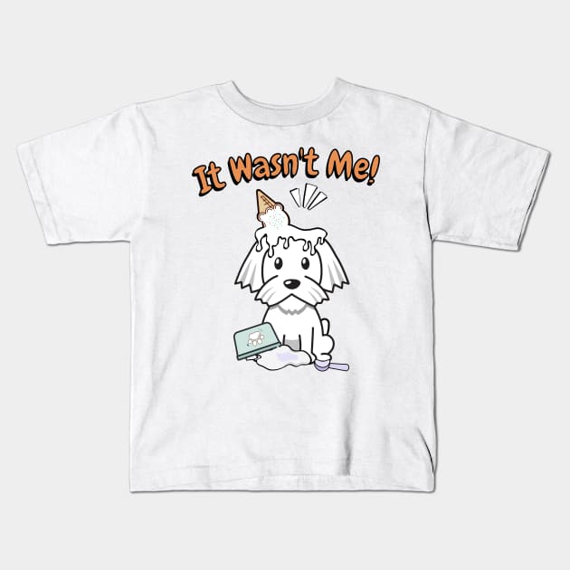 It wasnt me - white dog Kids T-Shirt by Pet Station